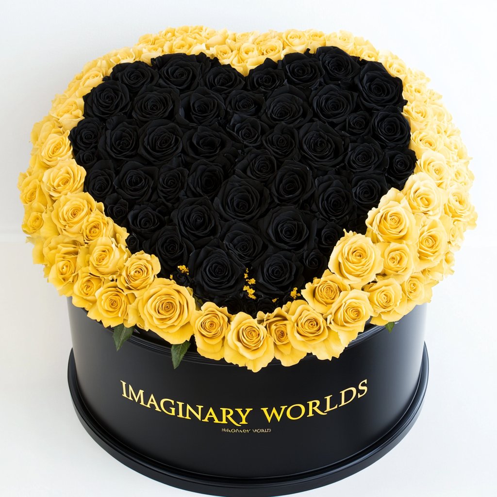 Yellow Ramo Buchon with Black Rose Heart - Imaginary Worlds