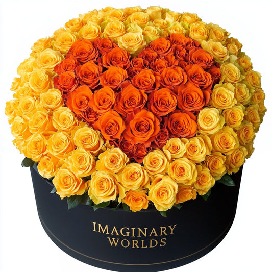 Yellow Ramo Buchon with Orange Rose Heart - Imaginary Worlds