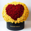 Yellow Ramo Buchon with Red Rose Heart - Imaginary Worlds