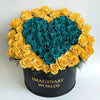 Yellow Ramo Buchon with Teal Rose Heart - Imaginary Worlds