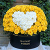 Yellow Ramo Buchon with White Rose Heart - Imaginary Worlds