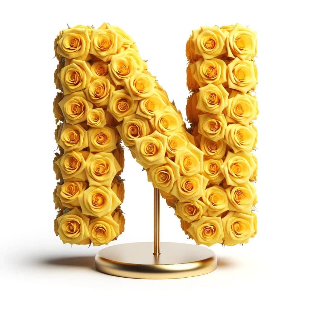 Yellow Rose Eternal Letter N Lamp - Imaginary Worlds