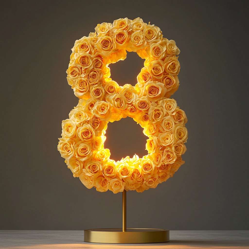 Yellow Rose Eternal Number 8 Lamp - Imaginary Worlds