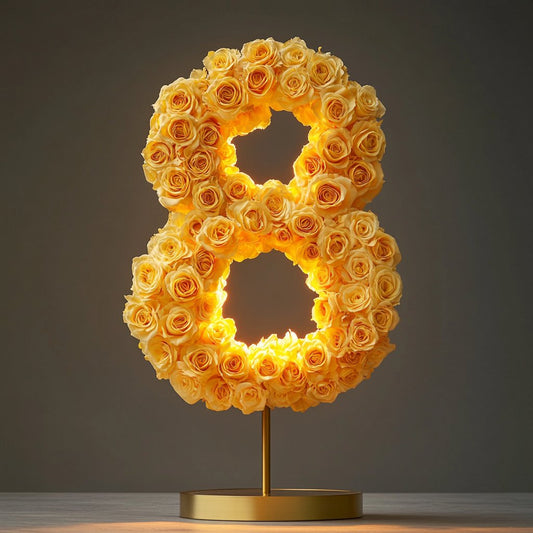 Yellow Rose Eternal Number 8 Lamp - Imaginary Worlds