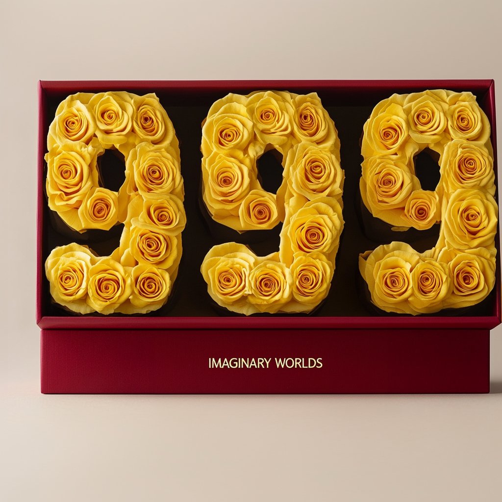 Yellow Roses 999 Rose Box - Imaginary Worlds