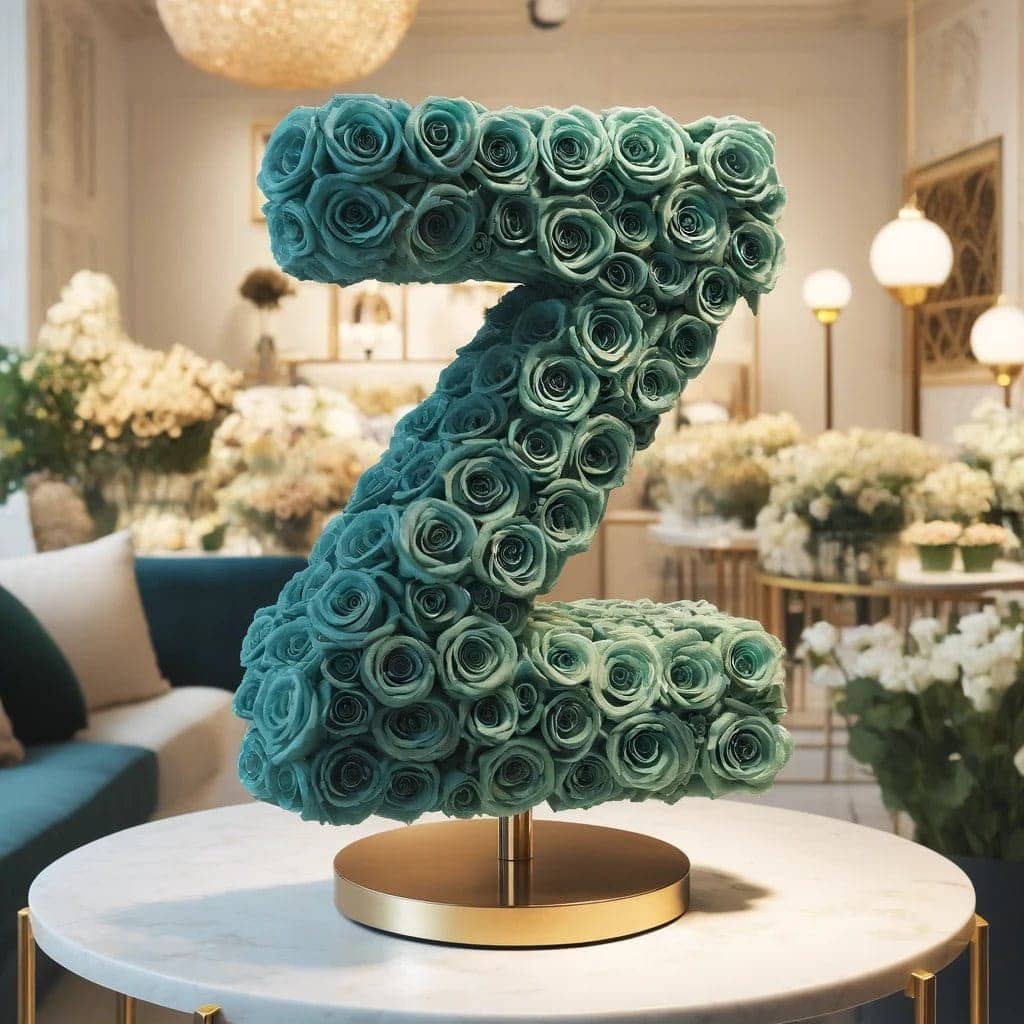 Zephyr Teal Rose Letter Z Lamp - Imaginary Worlds