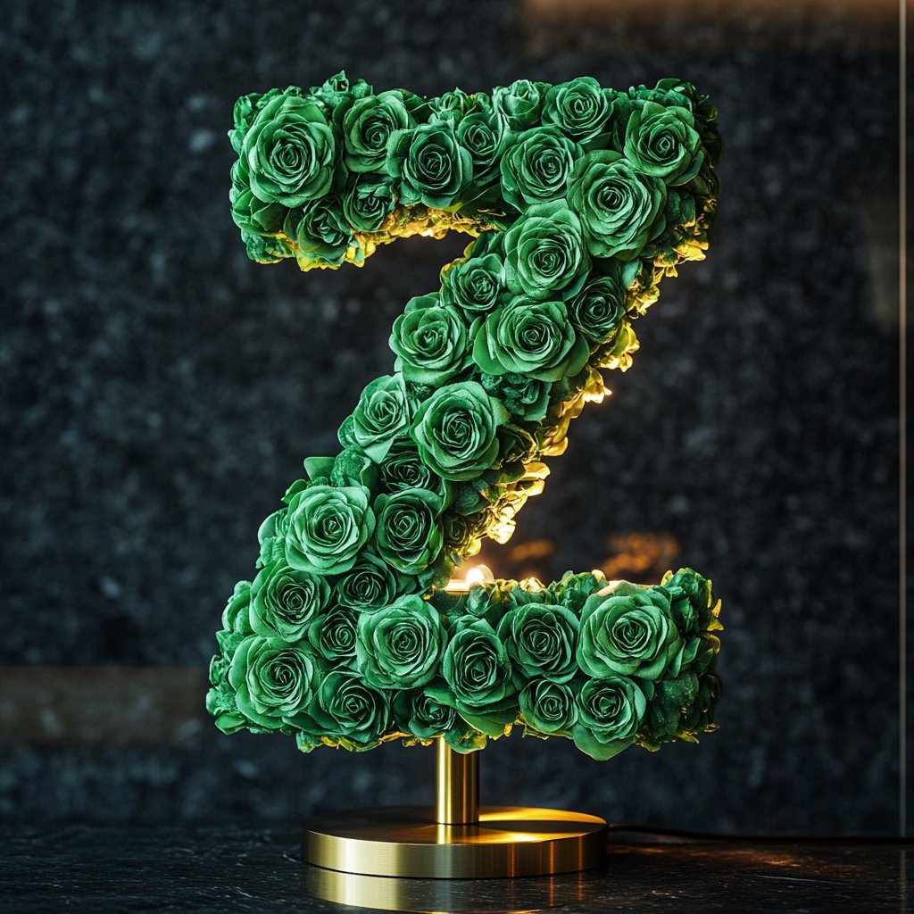 Zephyros Green Rose Letter Z Lamp - Imaginary Worlds