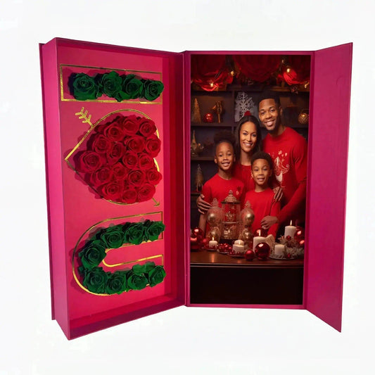 Personalized Christmas Forever Roses Enchantment Rose Box - Imaginary Worlds